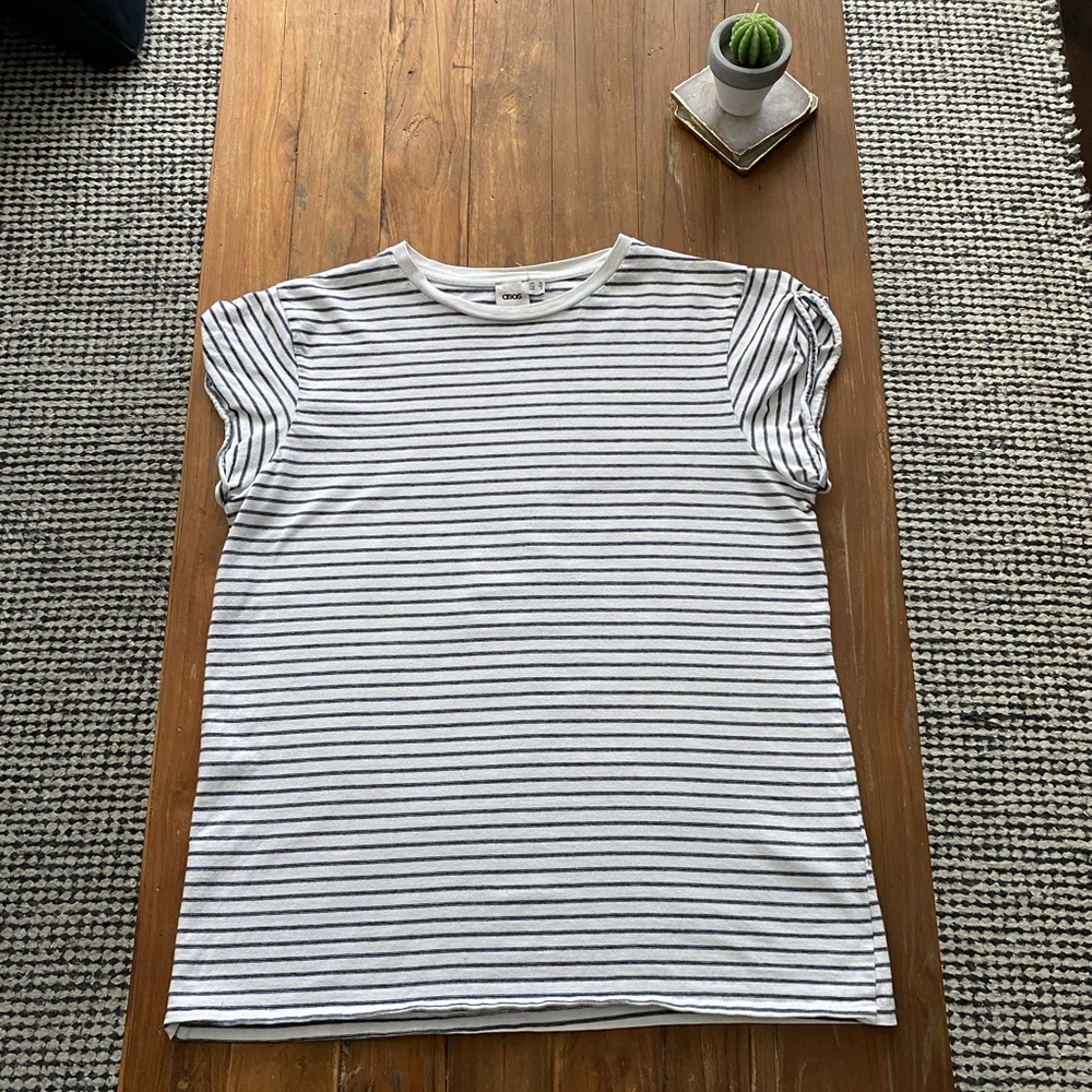 ASOS Basic triple stripe tee with rolled sleeve